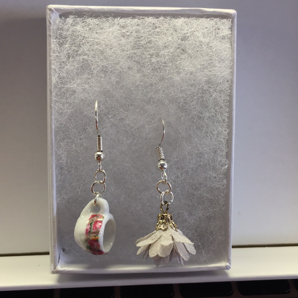 Handmade Mix&Match Tea Cup and Flower Earrings